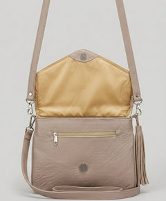 Leather beaded Crossbody bag(Beige)-5