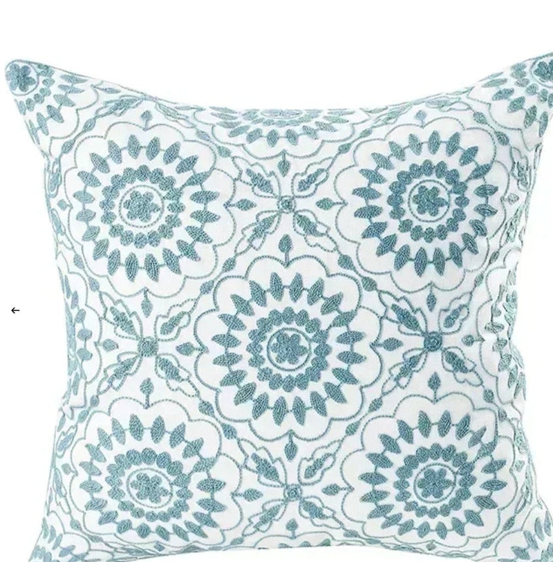Decorative Floral Embroidered Pillow Cover-8