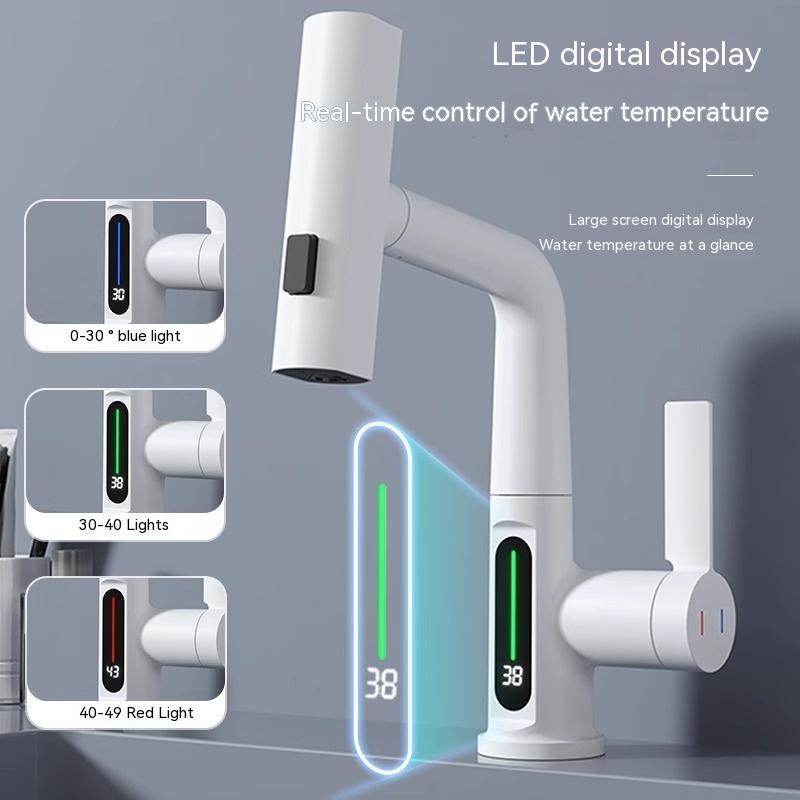 Intelligent Digital Display Faucet Pull-out Basin Faucet Temperature Digital Display Rotation-1