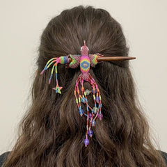 Rose Gold Hummingbird Beaded Hair Stick-2