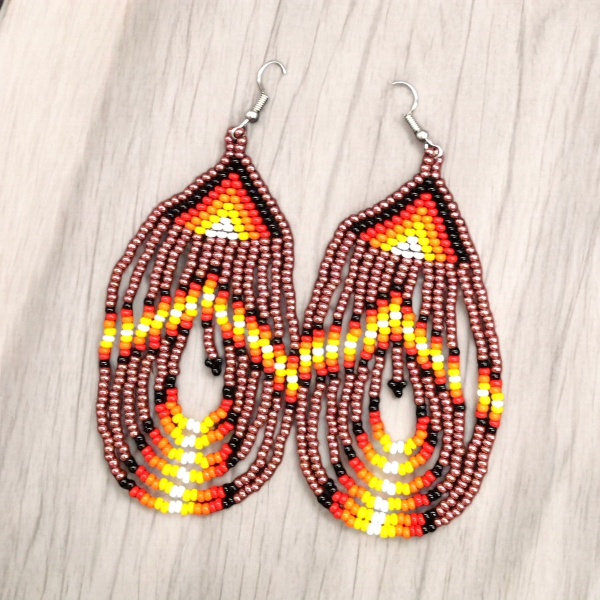 Light Purple Swoop Beaded earrings-1