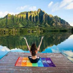 Printed Bath Towel Tassel Yoga Mat – Colorful Multi-Purpose Fitness Towel-7
