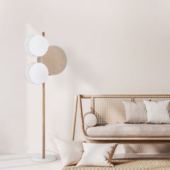 PULSE Pine, Jute & Linen 3-Light Floor Lamp for Living Room, Bedroom & Reading Corner-1