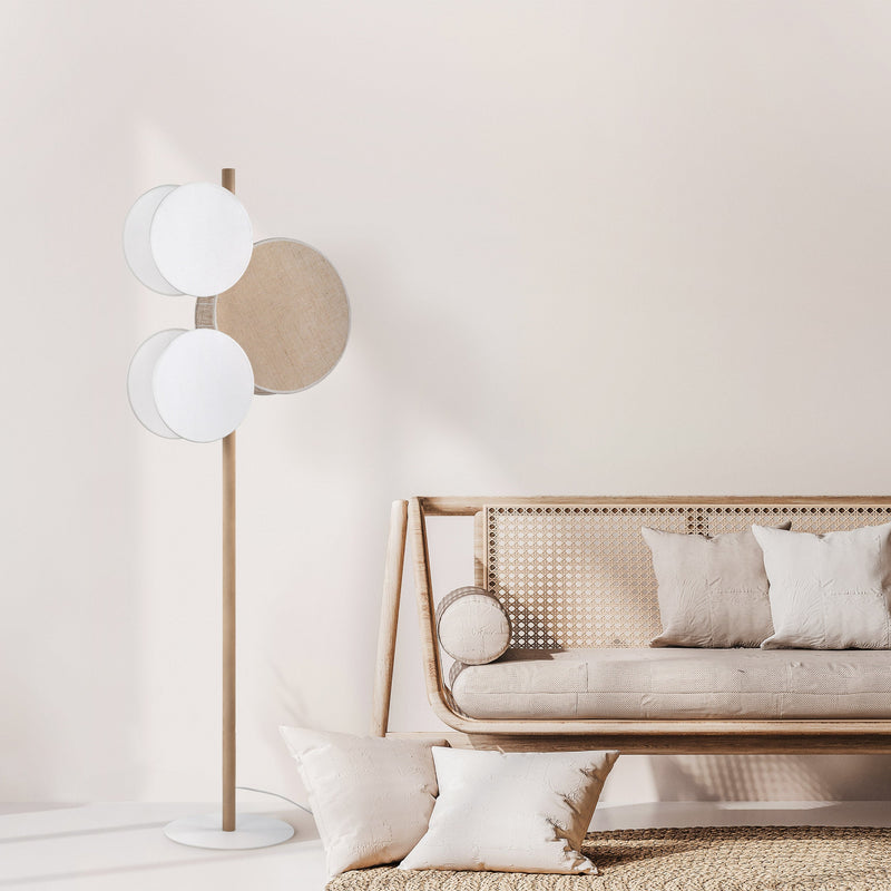 PULSE Pine, Jute & Linen 3-Light Floor Lamp for Living Room, Bedroom & Reading Corner-1