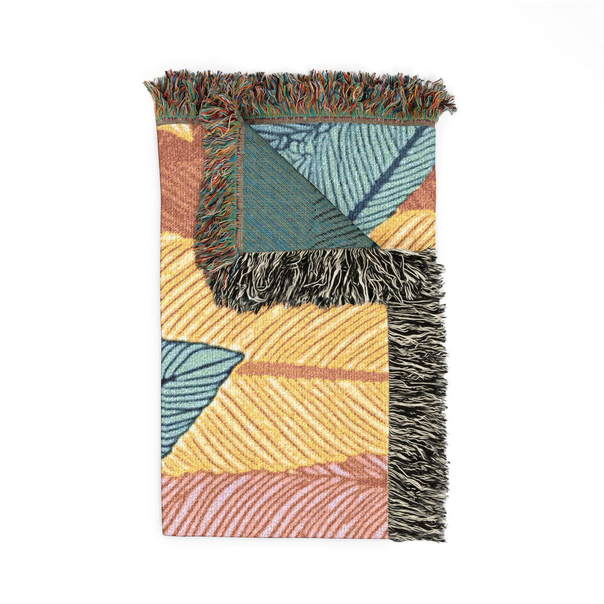 Tropical Leaf Woven Blanket — Boho Throw for Living Room, Bedroom & Patio-9