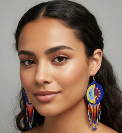 Blue Sun & Moon Beaded Fringe-1