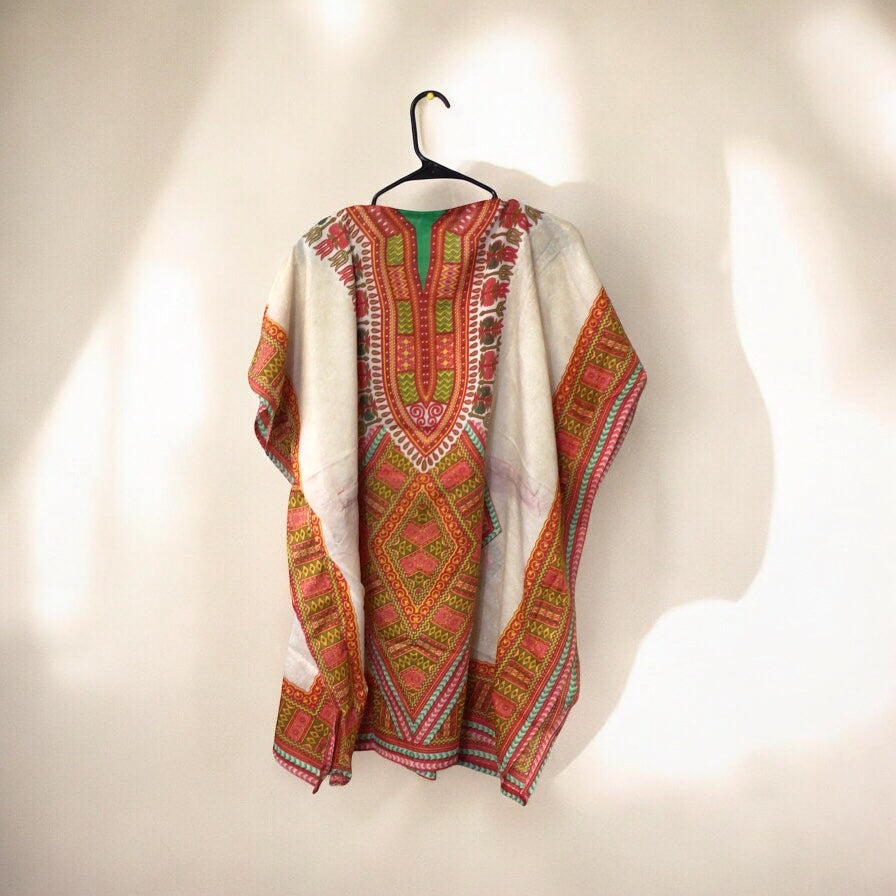 Red and Beige Printed Kaftan for Women-2