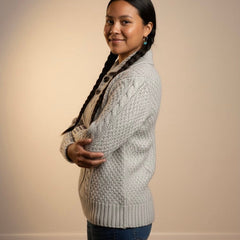 Grey Cayambe Alpaca Cable Knit Sweater-3
