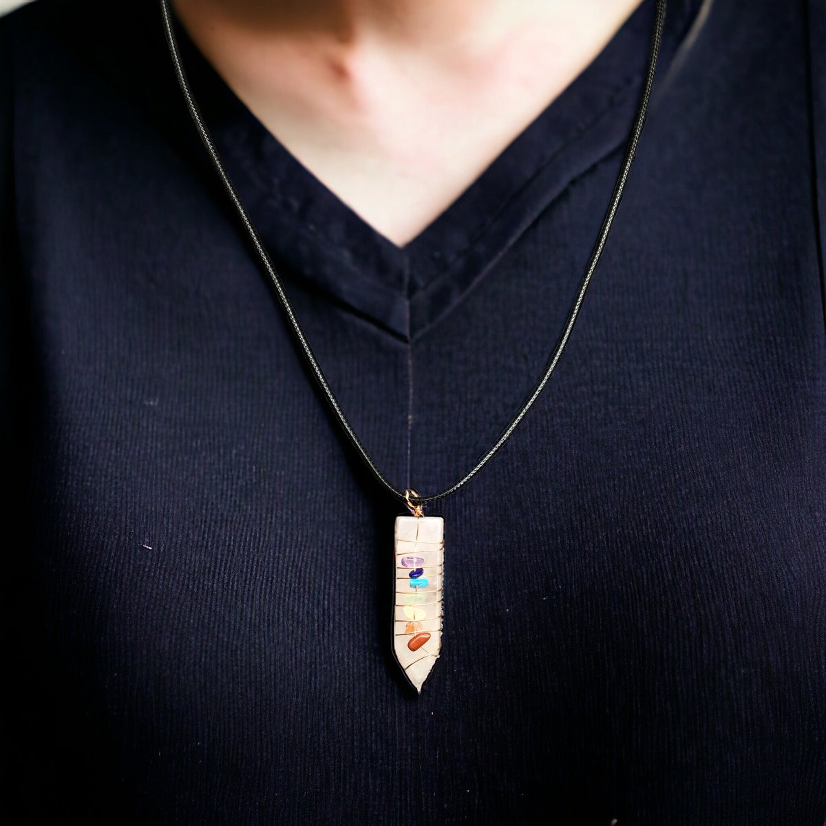 Natural Sword Chakra Unisex White Pendant-2