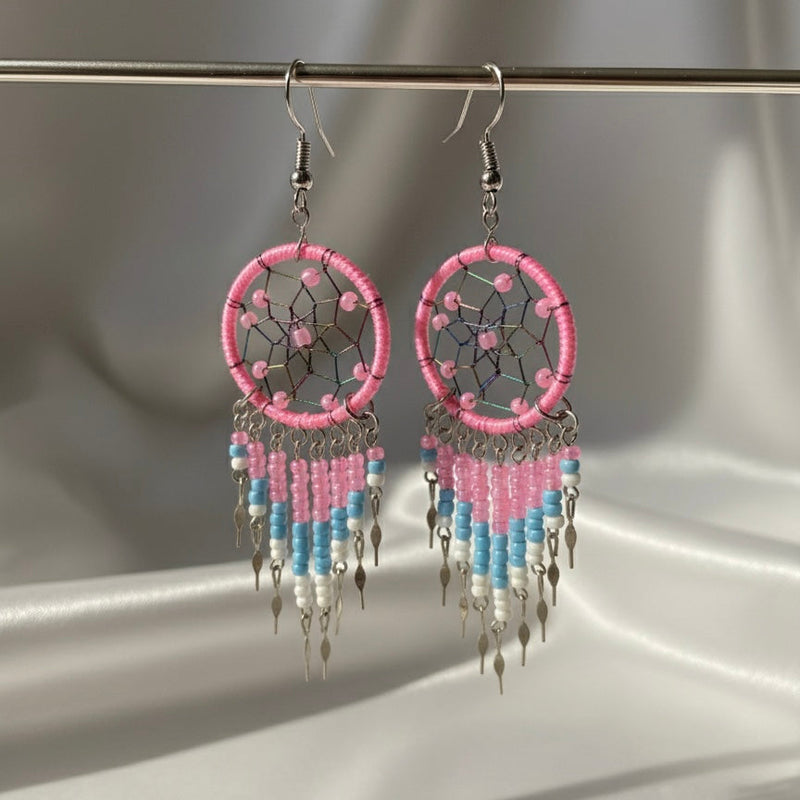 Light pink/celeste Dreamcatcher Dangles-2