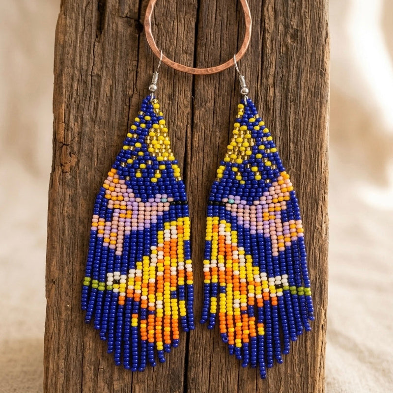 Blue Sky Dancer Beaded Earrings-7