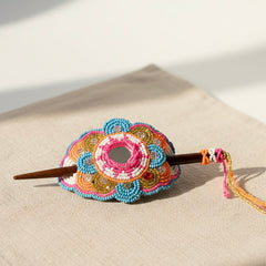 Multicolor Barrette light orange W/ sky blue (24)-1