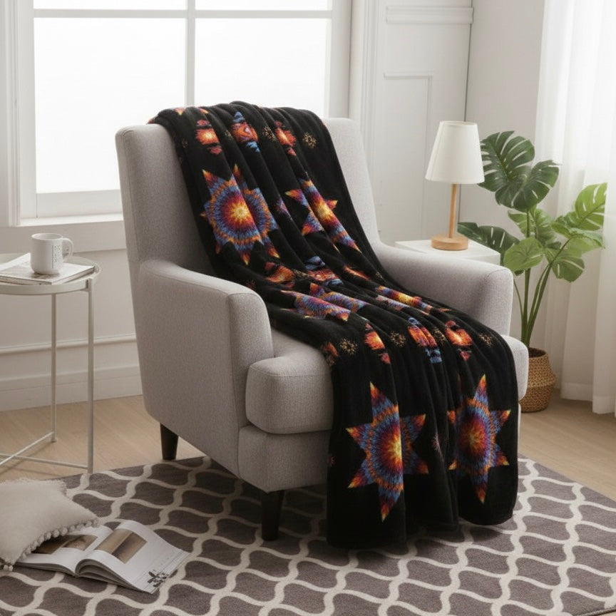 Star Burst Design Silk Touch Blanket-12