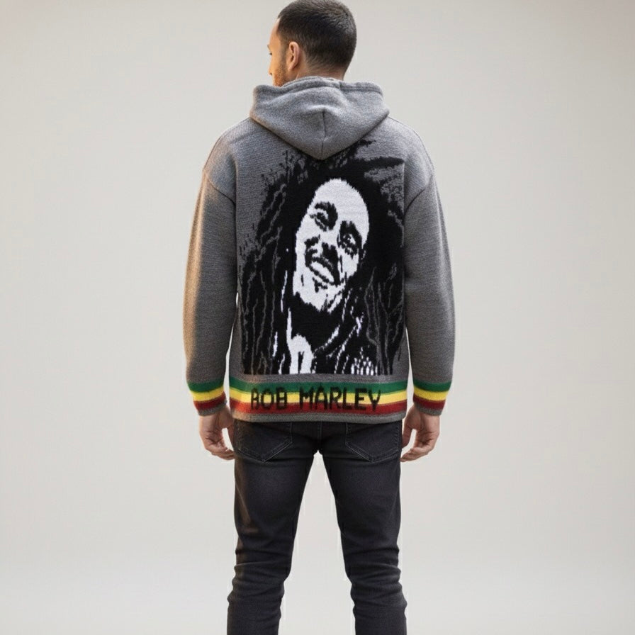 Bob Marley grey/ black Unisex Alpaca Sweater-2