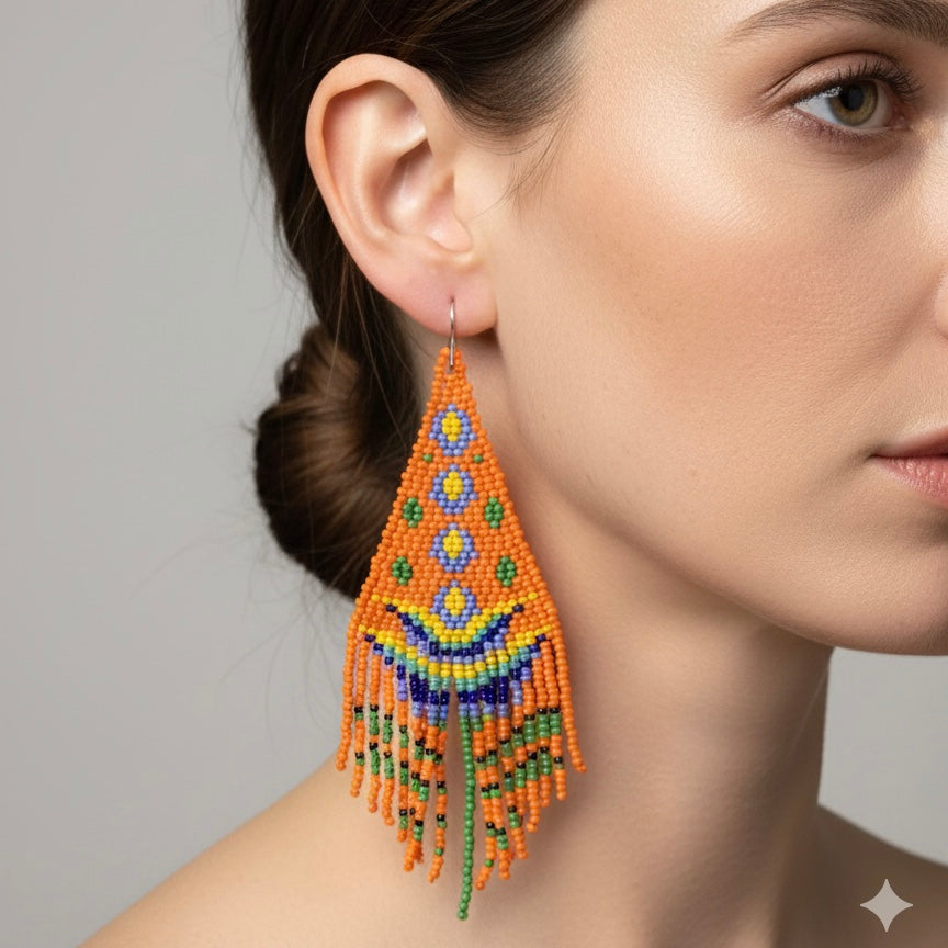 Orange Flame Blossom Drop Earrings-2