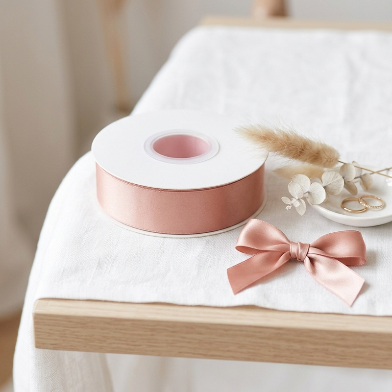 30 Meter Double Face Peach #203 Ribbon Roll-1