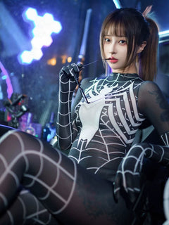 Symbiote Spider Girl Sheer 10D Nylon Full Bodysuit Body Stocking Lingerie-11