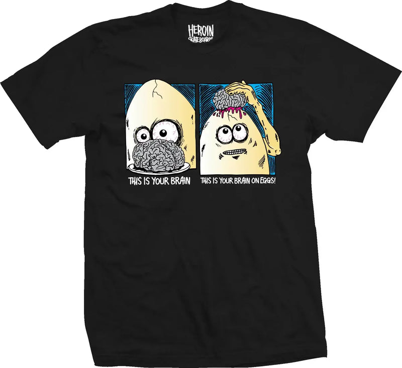 Heroin Skateboards 'Brain On Eggs' Tee - Black-1