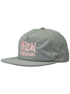Heroin Skateboards 'Script' Nylon Snapback Cap - Grey/Pink-1