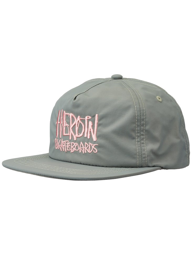 Heroin Skateboards 'Script' Nylon Snapback Cap - Grey/Pink