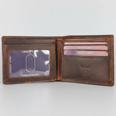 Men’s Genuine Cow Leather Bifold Wallet. Embossed Deer Design with RFID Protection-3