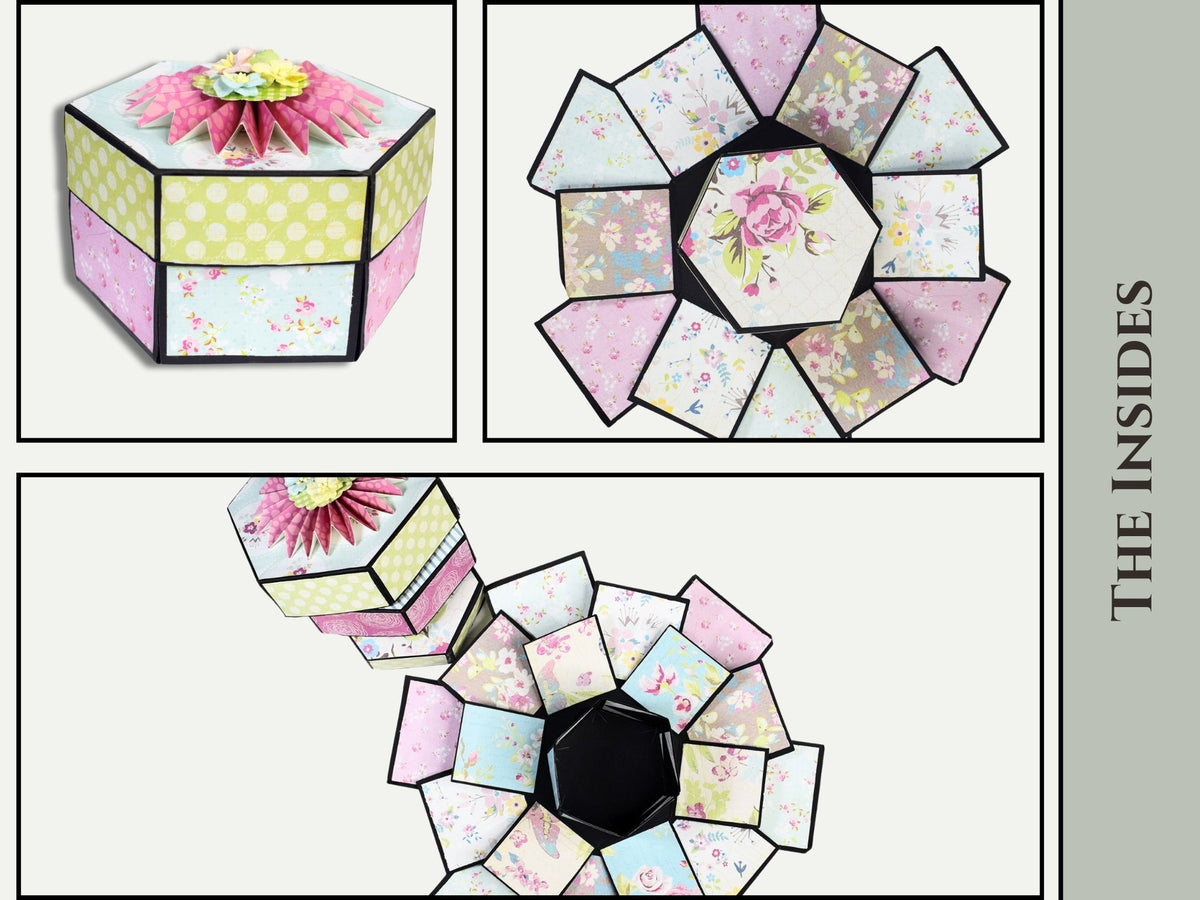 CrafTreat Scrapbook Blanks - Hexagon Explosion Box - Black & Kraft Color-5