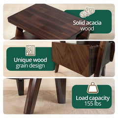 Rum Solid Wood Nightstand-13