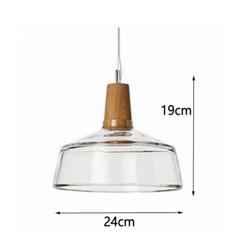 Modern Glass Pendant Light With Wood Accent-13