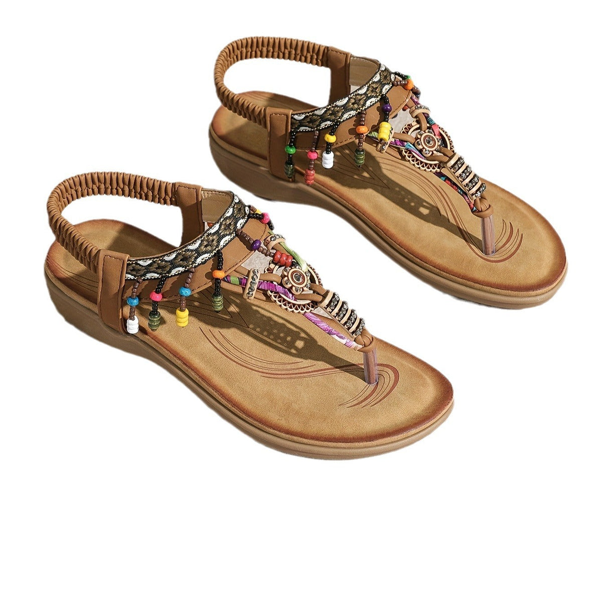 Bohemian Ethnic Style Flat Sandals Pendant Flip-flops-7