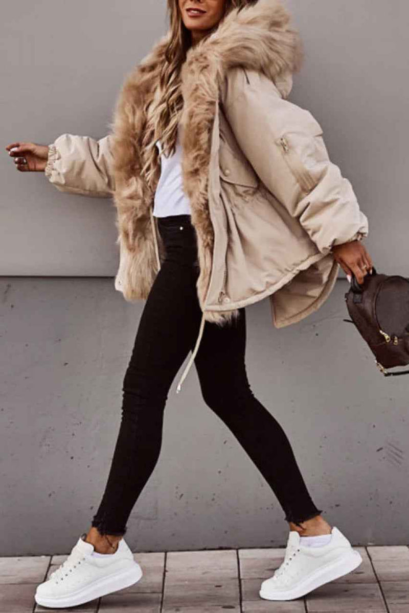 Ladies New Fur Collar Parka Cotton-Padded Jacket-5