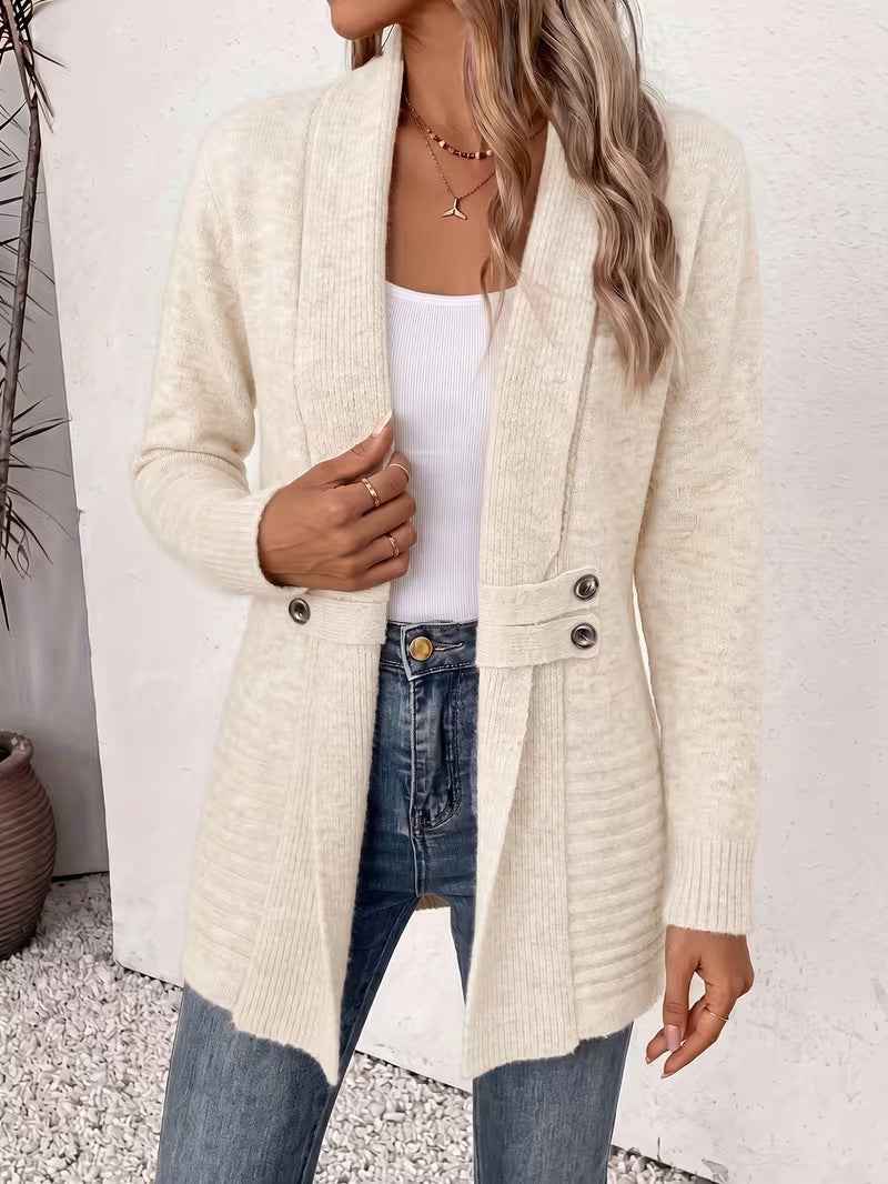 Women's Casual Double-Breasted Wool Cardigan Sweater-4