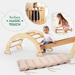 5in1 Montessori Climbing Frame Set: Triangle Ladder + Arch/Rocker + Slide Board/Ramp + Netting rope + Cushion-3