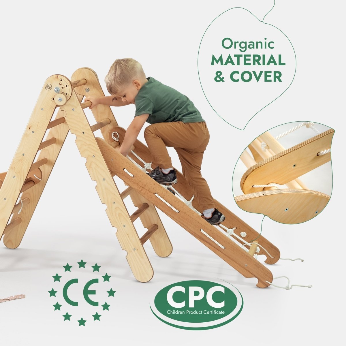 5in1 Montessori Climbing Frame Set: Triangle Ladder + Arch/Rocker + Slide Board/Ramp + Netting rope + Cushion-8