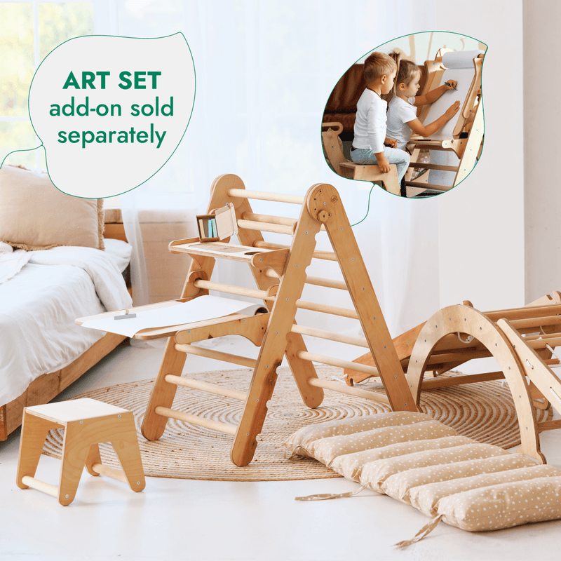 5in1 Montessori Climbing Frame Set: Triangle Ladder + Arch/Rocker + Slide Board/Ramp + Netting rope + Cushion-4