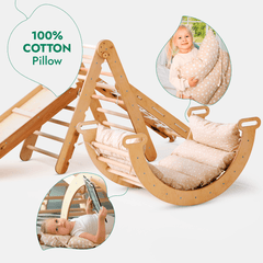 5in1 Montessori Climbing Frame Set: Triangle Ladder + Arch/Rocker + Slide Board/Ramp + Netting rope + Cushion-5