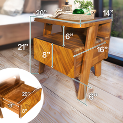 Rum Solid Wood Nightstand-3