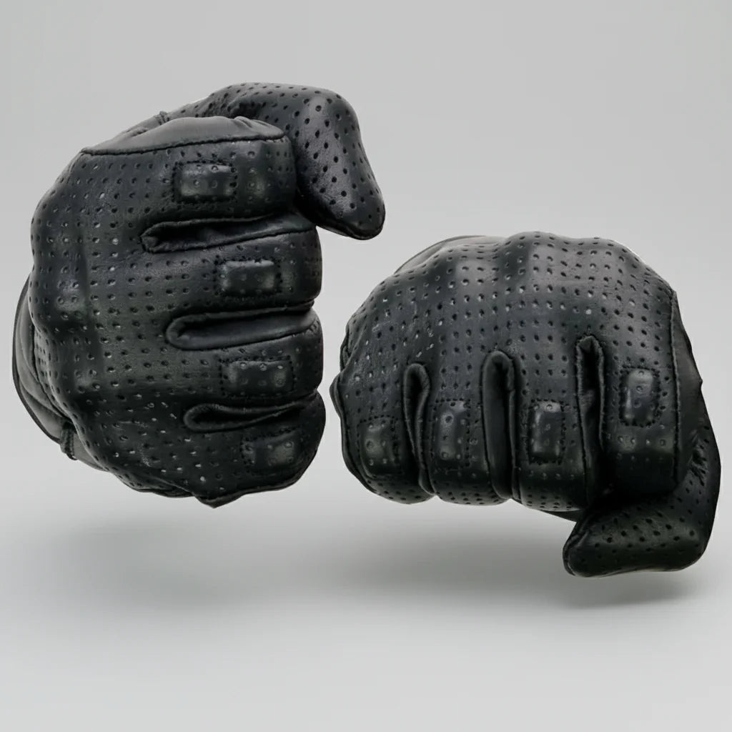Open Road Men's Perforated Armored Leather Motorcycle Gloves-8