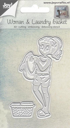 Joy Crafts Cut/Emboss/Deboss Die -3D Woman with Laundry Basket-1