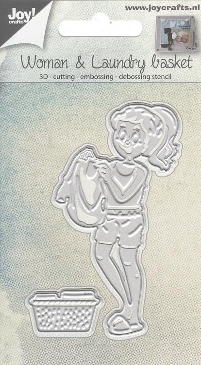 Joy Crafts Cut/Emboss/Deboss Die -3D Woman with Laundry Basket-1