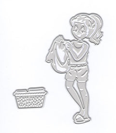 Joy Crafts Cut/Emboss/Deboss Die -3D Woman with Laundry Basket-2