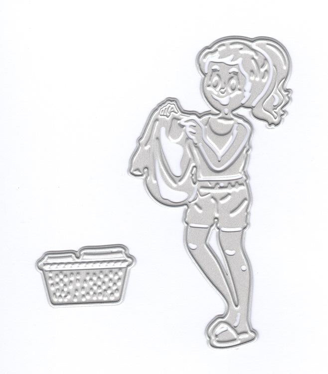 Joy Crafts Cut/Emboss/Deboss Die -3D Woman with Laundry Basket-2