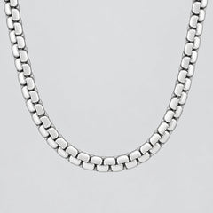 Men’s Stainless Steel Flat Box Chain Necklace for Bikers-1
