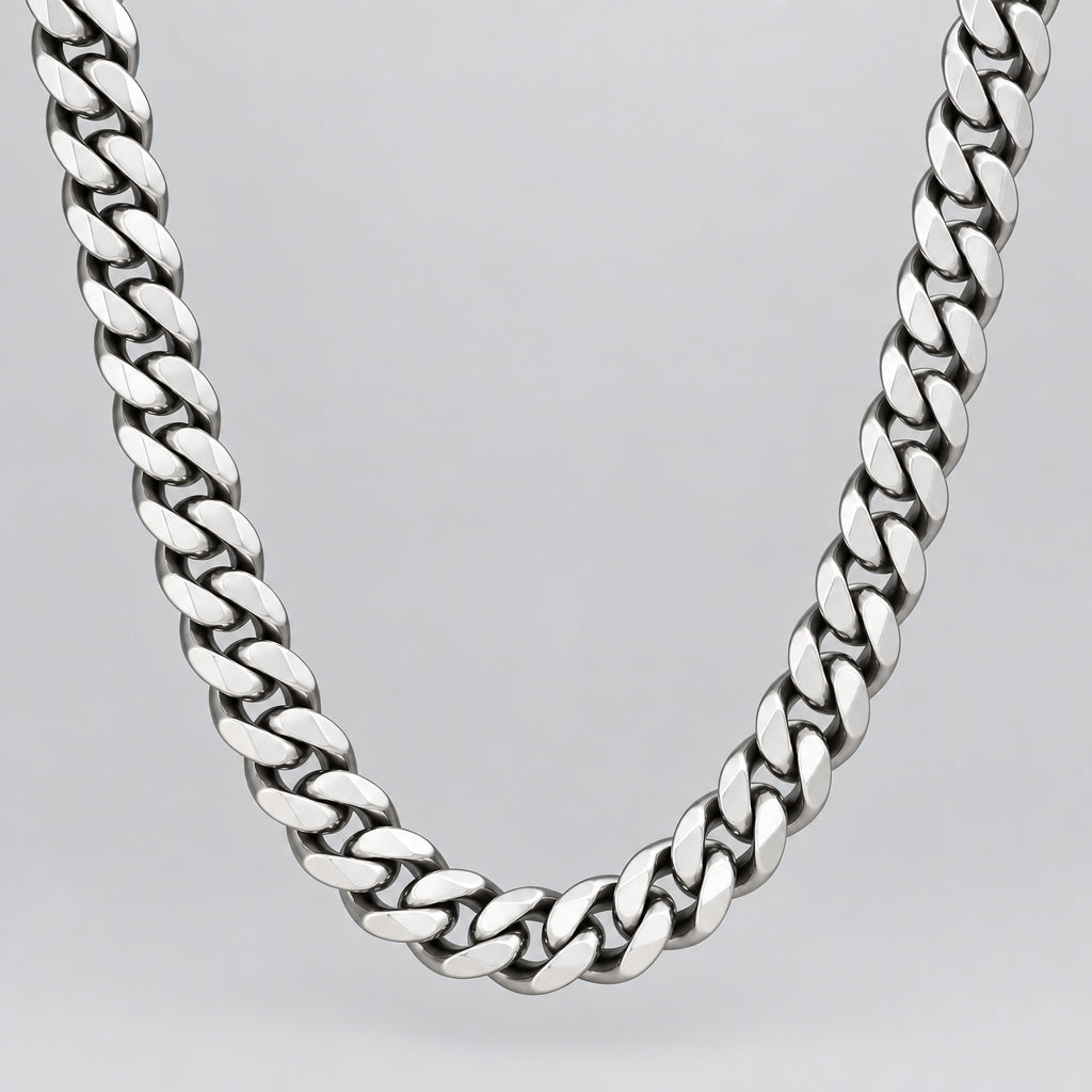 Men’s Gunmetal Stainless Steel Cuban Chain Necklace. Heavy-Duty Biker Style-1