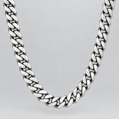 Men’s Gunmetal Stainless Steel Cuban Chain Necklace. Heavy-Duty Biker Style-1