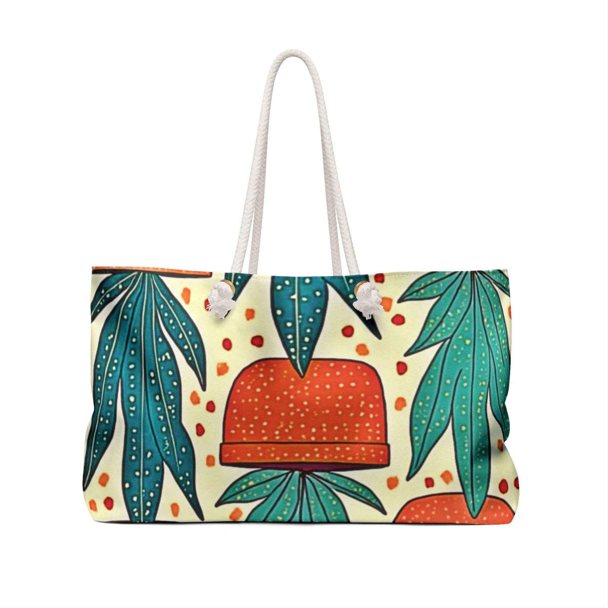 Potted Succulent Pattern Weekender Bag | Tropical Plant Large Tote Bag-4