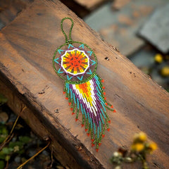 Light Green and Turquoise Celestial Beaded Handmade Dreamcatcher-2
