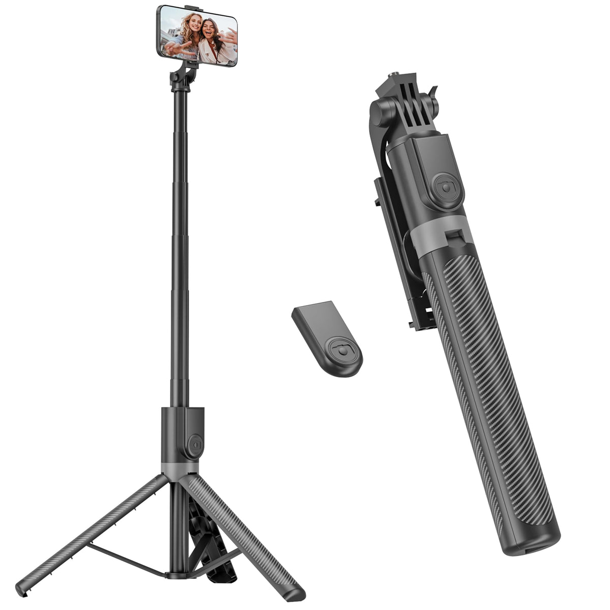 RISEOFLE 71” Phone Tripod & Selfie Stick, Portable All in One Extendable Cell Phone Tripod Stand, with Wireless Remote Control for iPhone/Samsung/Android/Camera