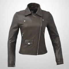 Women’s Lightweight Leather Fashion Jacket | Soft Naked Cowhide Casual Moto Style-31
