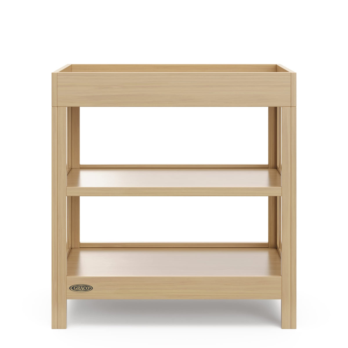 Graco Teddi Changing Table with Water-Resistant Changing Pad (Driftwood) - GREENGUARD Gold Certified, 2 Open Shelves, Includes Bonus Water-Resistant Changing Pad with Safety Strap