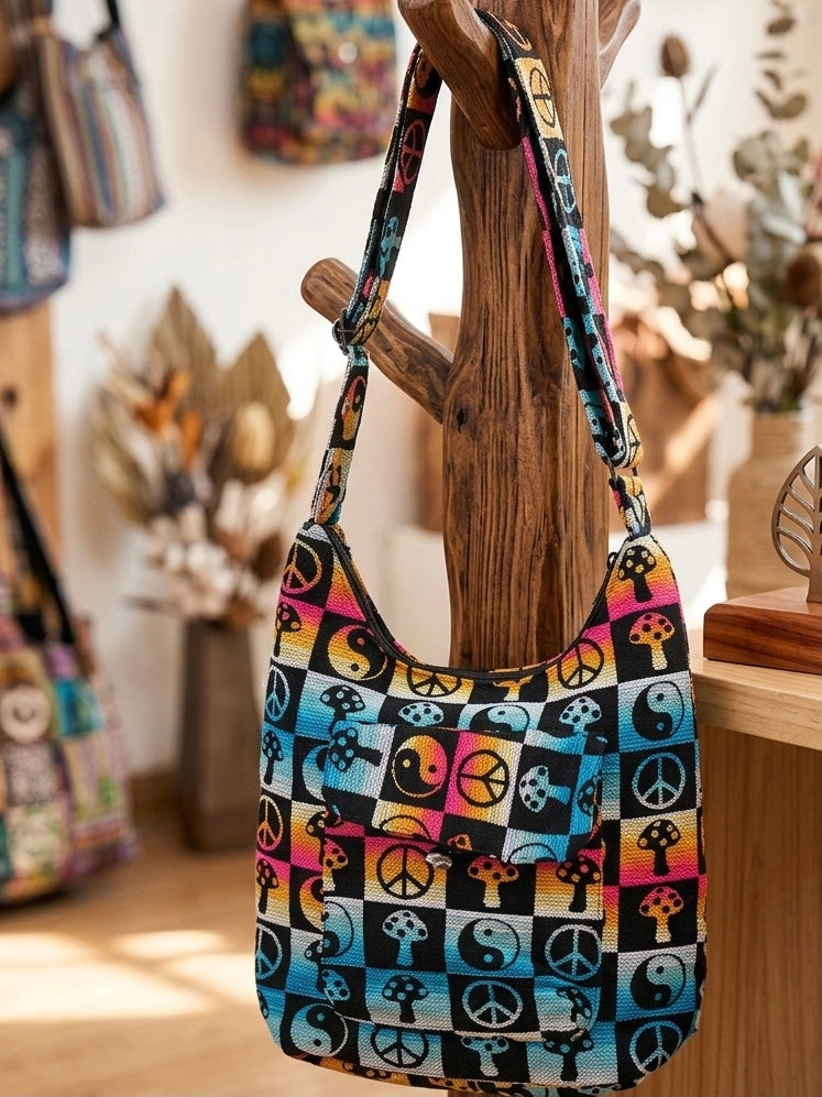 hippie sunset / black crossbody bag-1